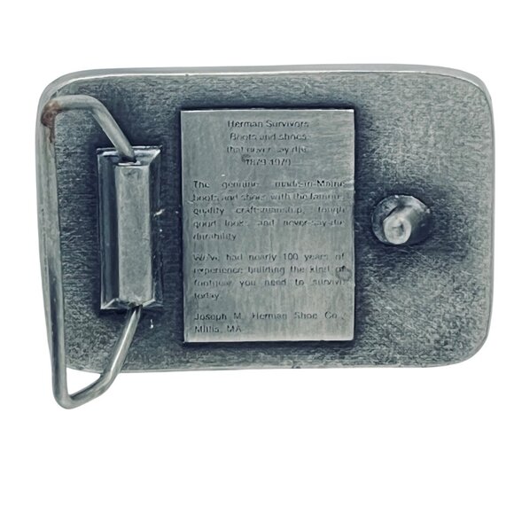 VTG Herman Survivors Silver Tone Belt Buckle W/ Mountain & Forest Design (5786) - Picture 3 of 6